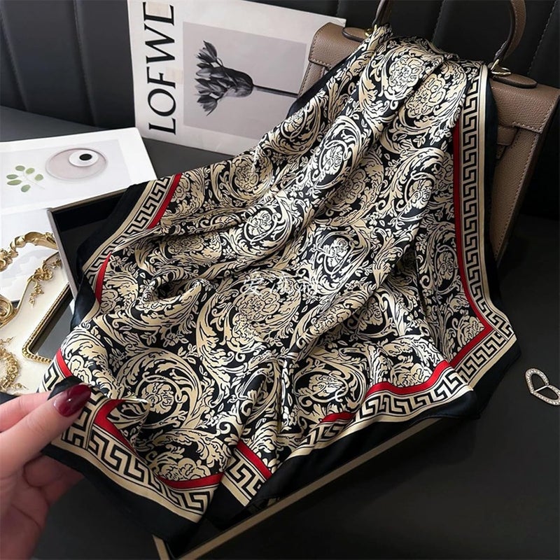 Sumolux Head Hair Scarf for Women Like Satin Silk Scarf Bandana Hair Wrapping Night Large Square Scarves 27.5" - Image 5